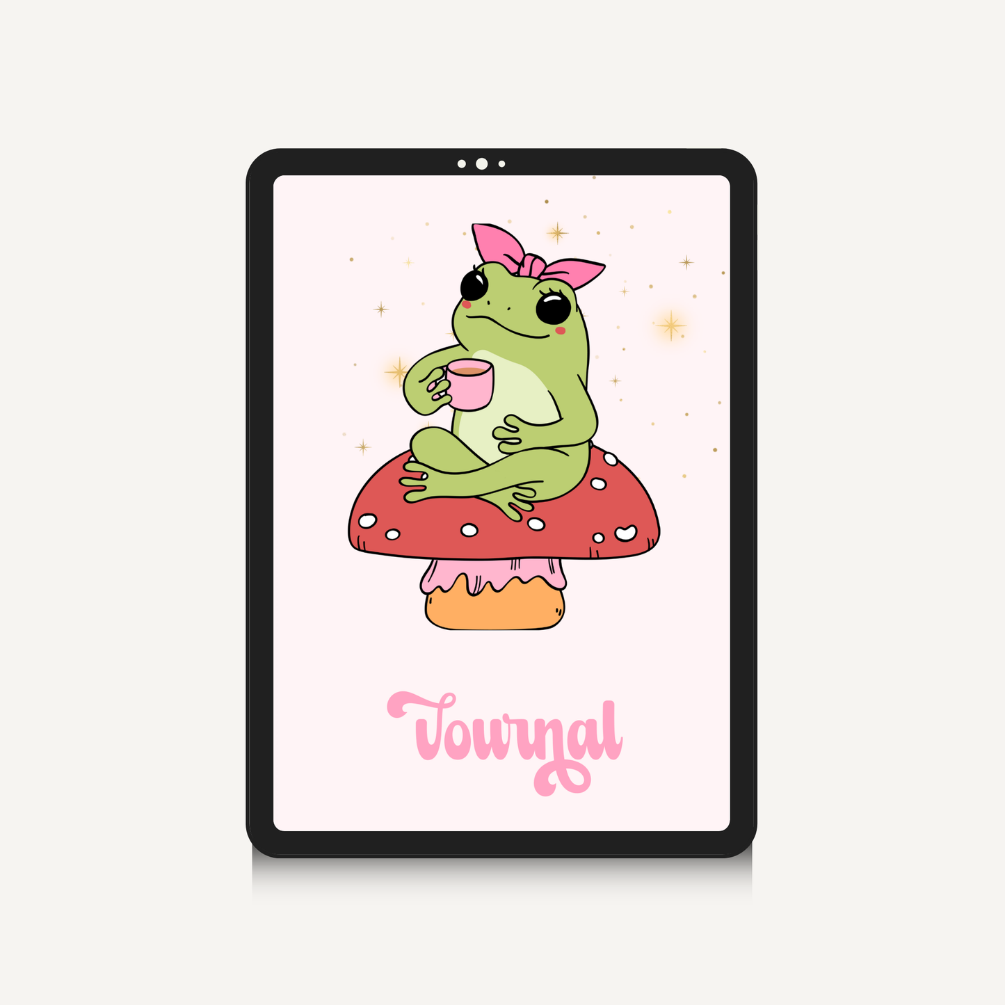 Retro Undated 90 Day Journal Layout, Cute Digital Planner Hyperlinked Index, Weekly Mindful Reflection Notebook, Toadstool Aesthetic iPad PDF