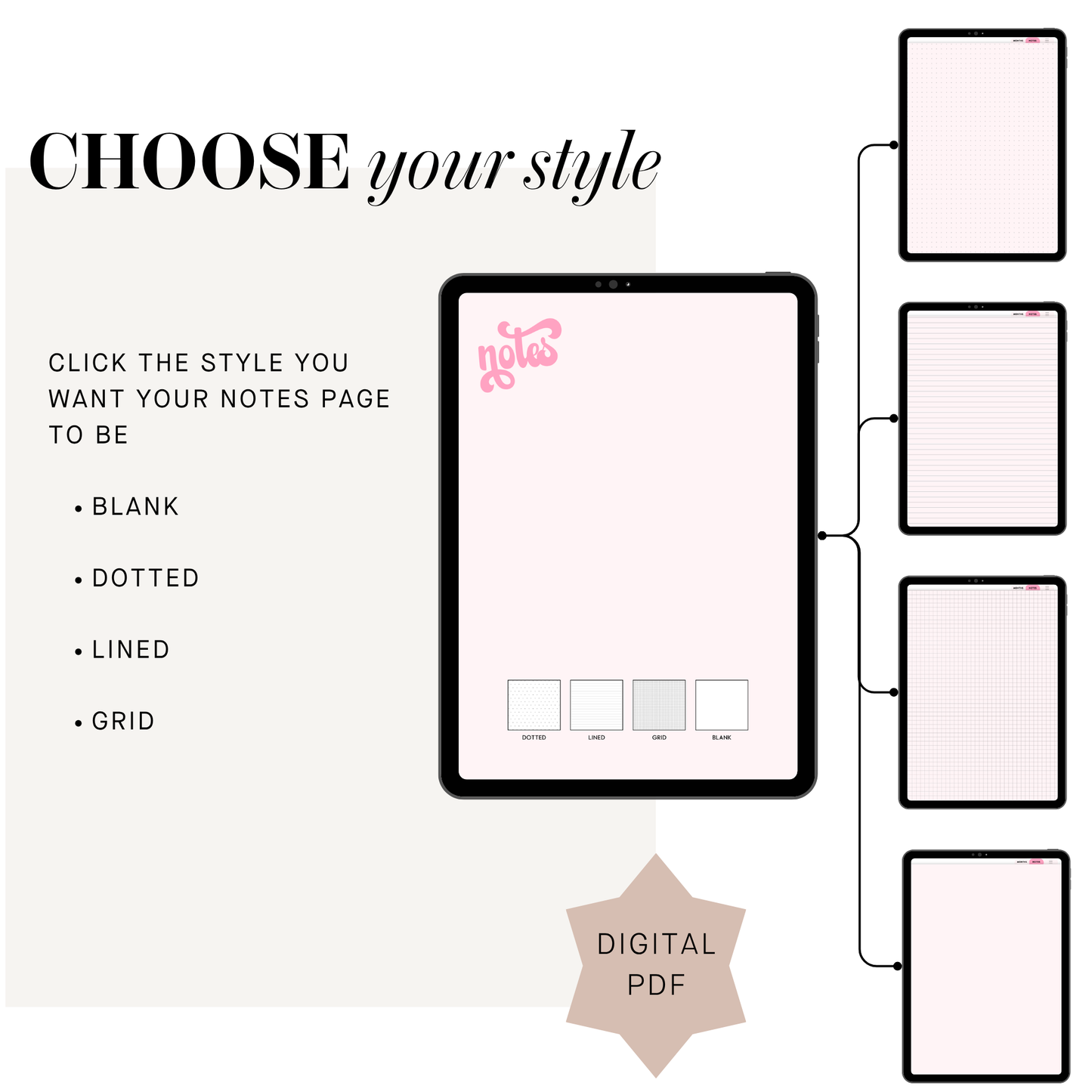 Retro Undated 90 Day Journal Layout, Cute Digital Planner Hyperlinked Index, Weekly Mindful Reflection Notebook, Toadstool Aesthetic iPad PDF