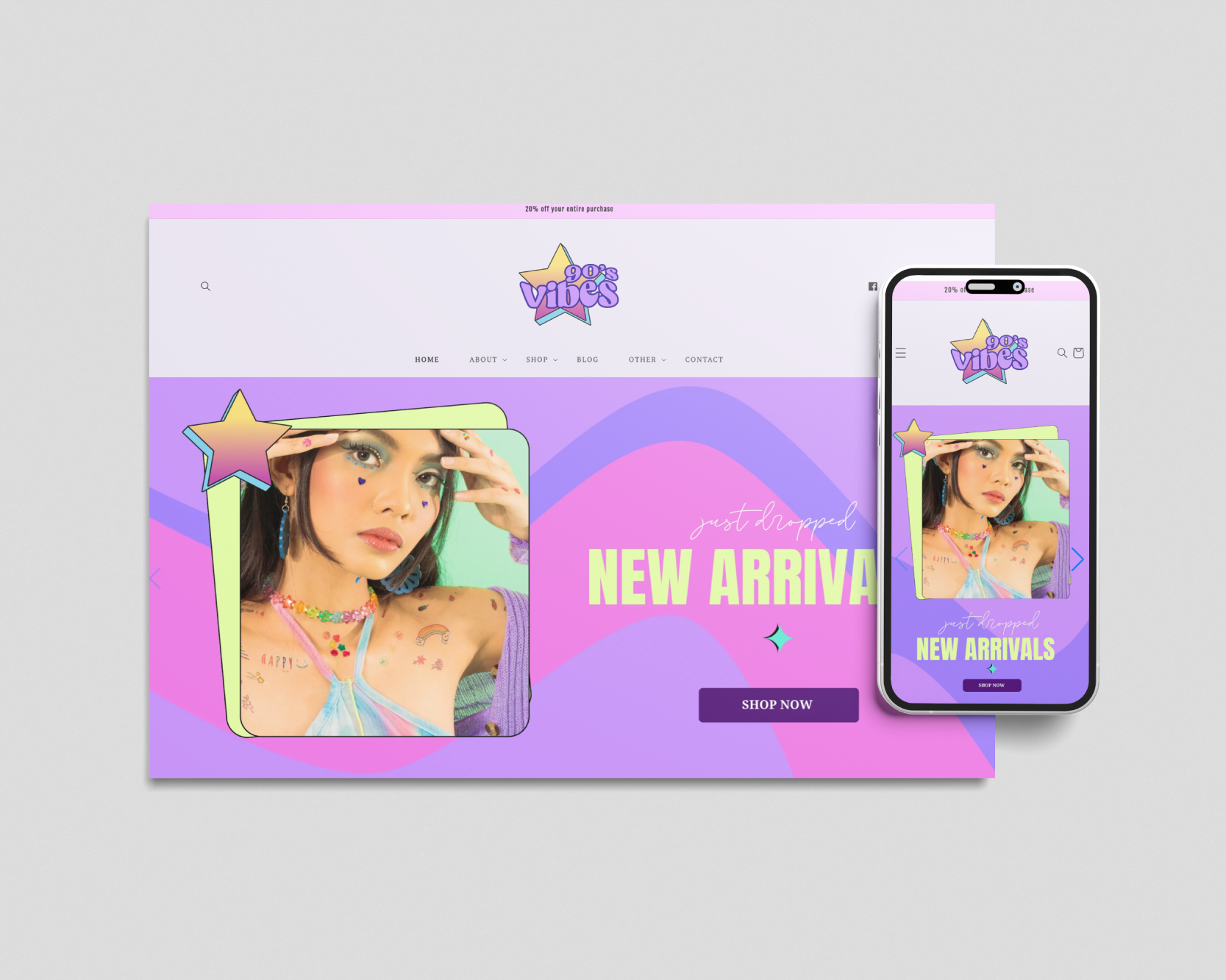 Laptop and smartphone displaying a website interface on a gray background