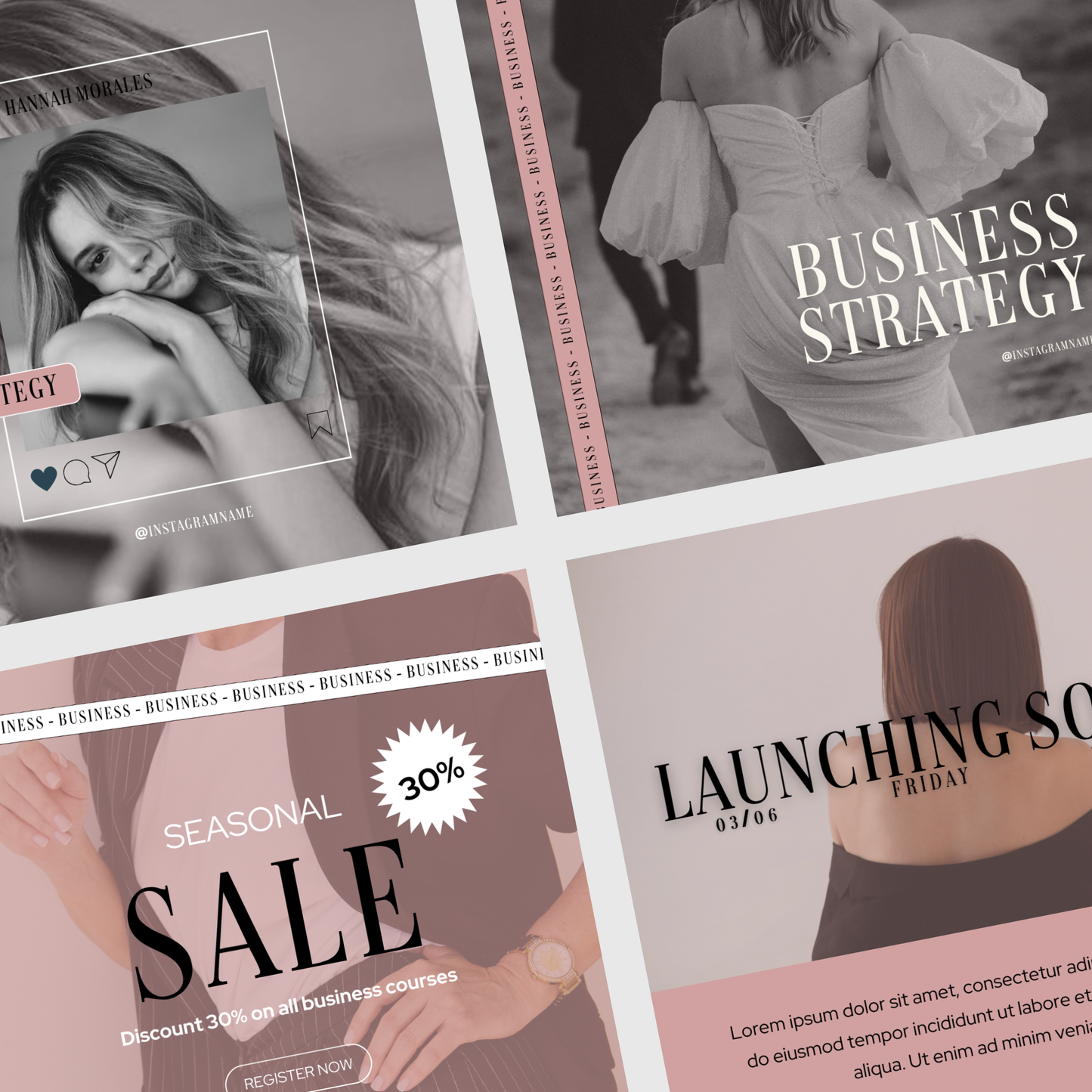 Sassy Pink Social Media Kit, IG Instagram Posts & Stories, Social Media Template