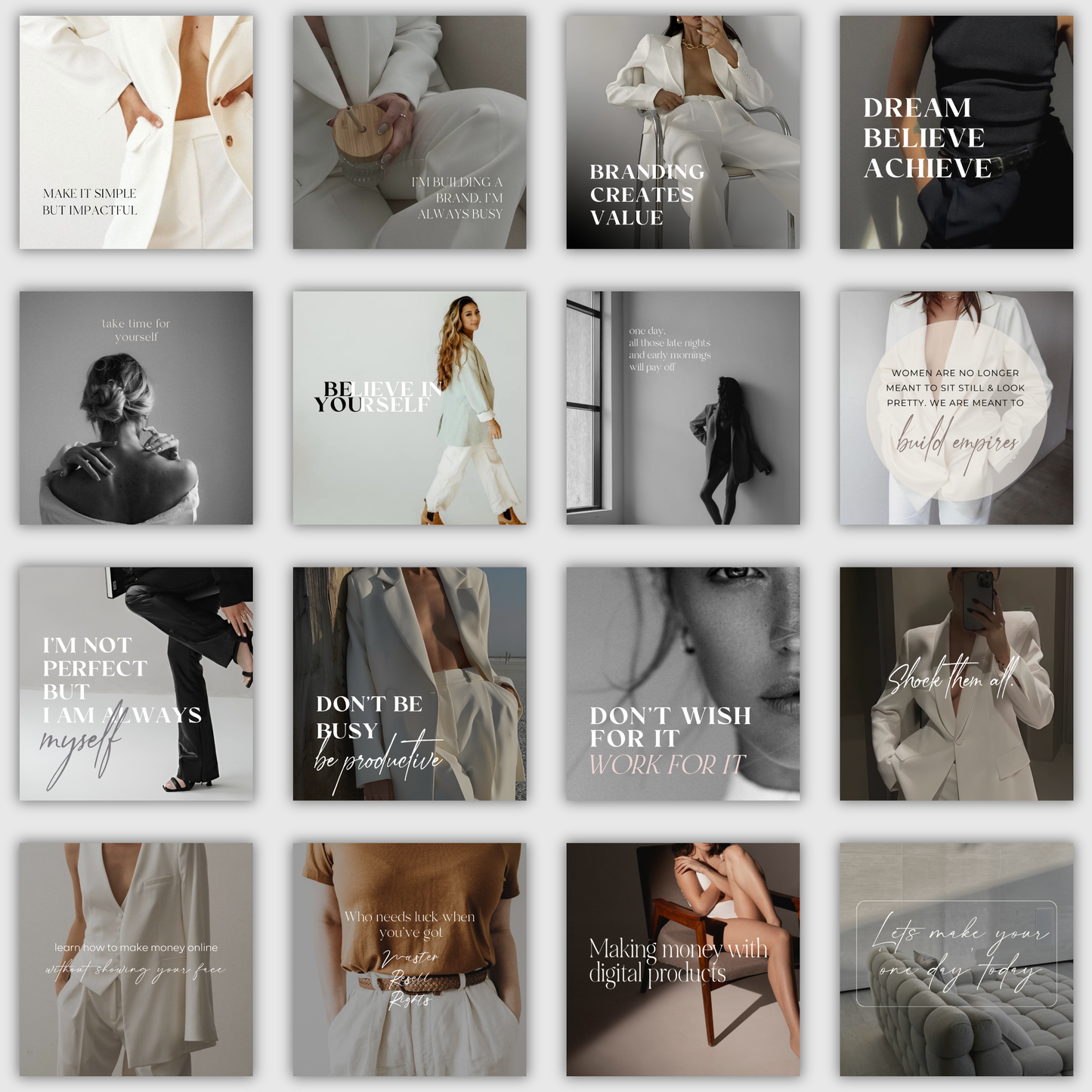 Instagram Template | Aesthetic Minimalist Faceless Digital Marketing Canva Templates Neutrals Real Estate Boss Babe Instagram Post Bundle Perfectly Polished