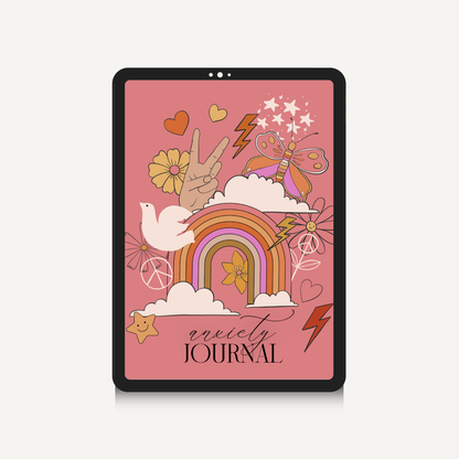 Digital Anxiety Journal Mental Health Workbook Guided Daily Reflection Tracker Hyperlinked PDF Self Care Wellness Mood Goal Setting Tool