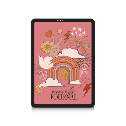 Digital Anxiety Journal Mental Health Workbook Guided Daily Reflection Tracker Hyperlinked PDF Self Care Wellness Mood Goal Setting Tool