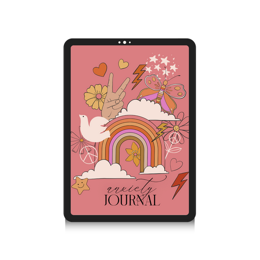 Digital Anxiety Journal Mental Health Workbook Guided Daily Reflection Tracker Hyperlinked PDF Self Care Wellness Mood Goal Setting Tool