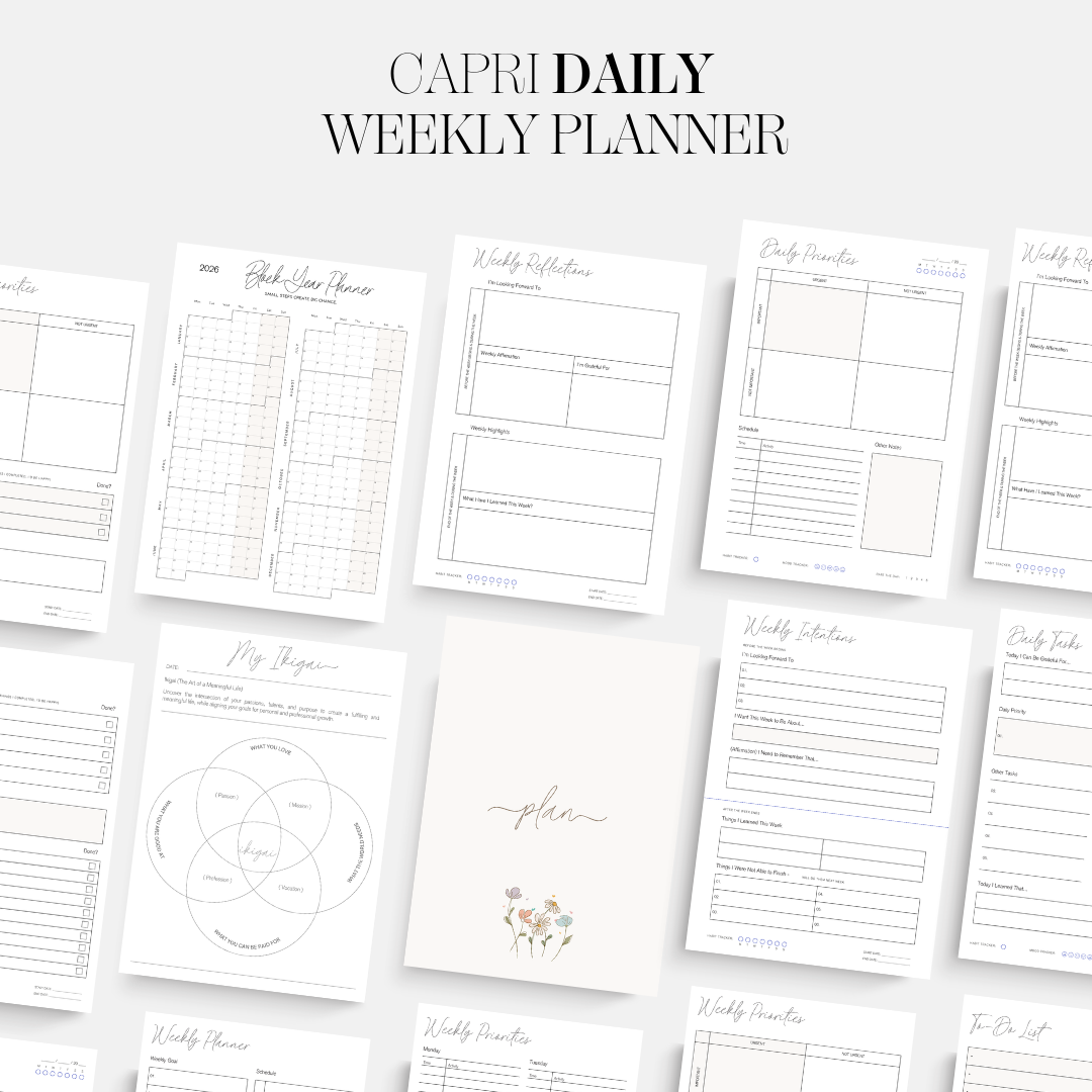 The Capri Daily, Weekly + Monthly Planner with Ikigai