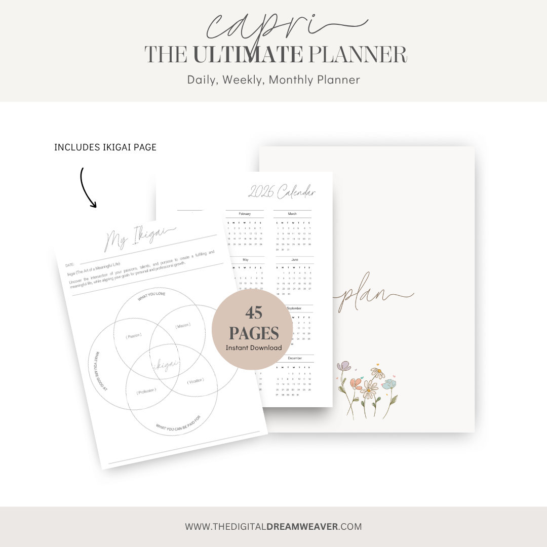 The Capri Daily, Weekly + Monthly Planner with Ikigai