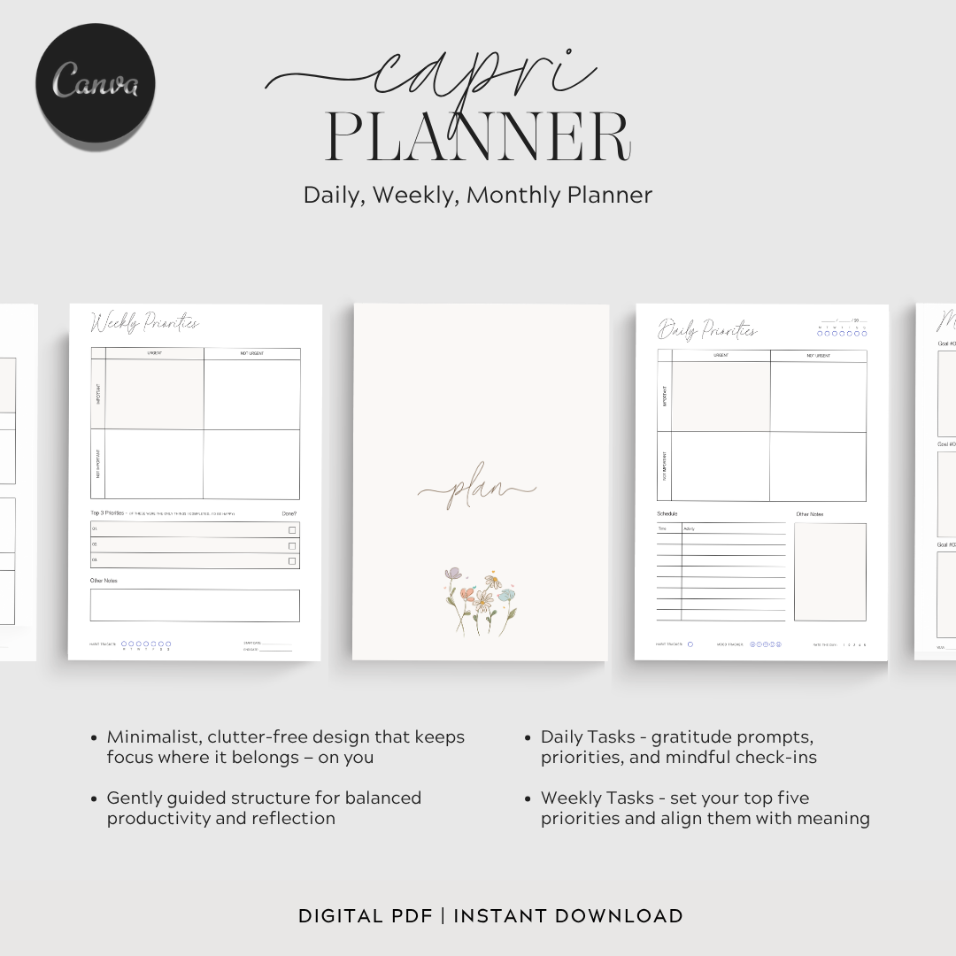 The Capri Daily, Weekly + Monthly Planner with Ikigai