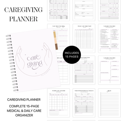 Caregiver Planner | Printable Daily Care Journal | Medical Schedule Log, Home Health Care Tracker, Nurse Patient Information Forms