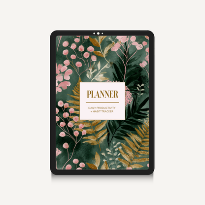Floral planner with 'Planner' text on a white background