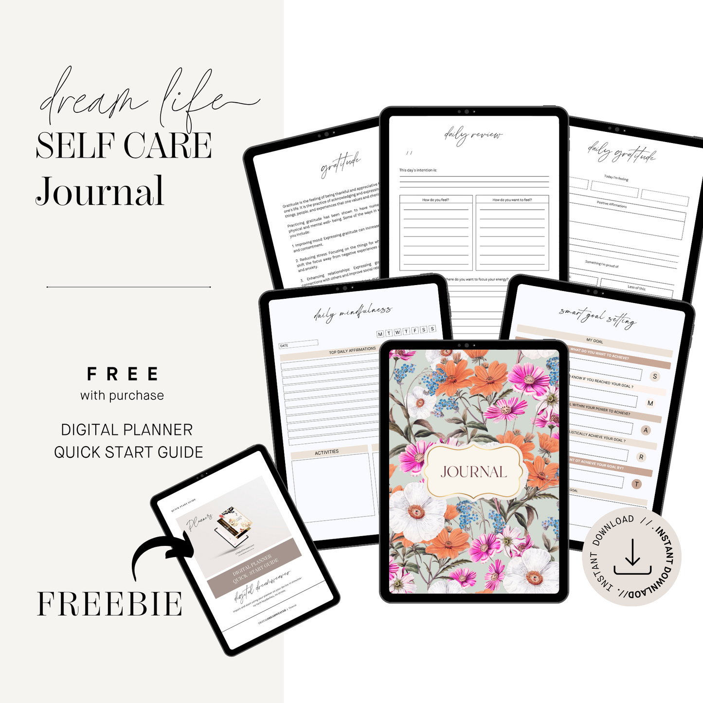Dream Life Self Care Journal | Daily Wellness & Gratitude Planner | Mindfulness, Reflection & Positivity Workbook