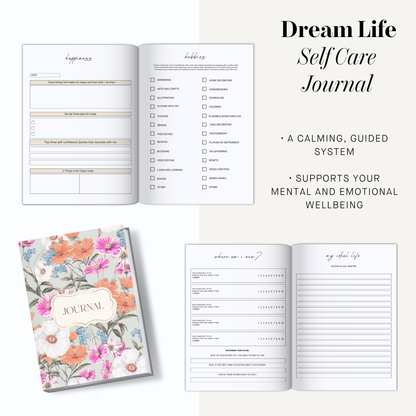 Dream Life Self Care Journal | Daily Wellness & Gratitude Planner | Mindfulness, Reflection & Positivity Workbook