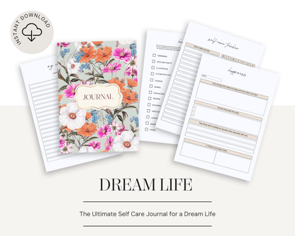 Dream Life Self Care Journal | Daily Wellness & Gratitude Planner | Mindfulness, Reflection & Positivity Workbook