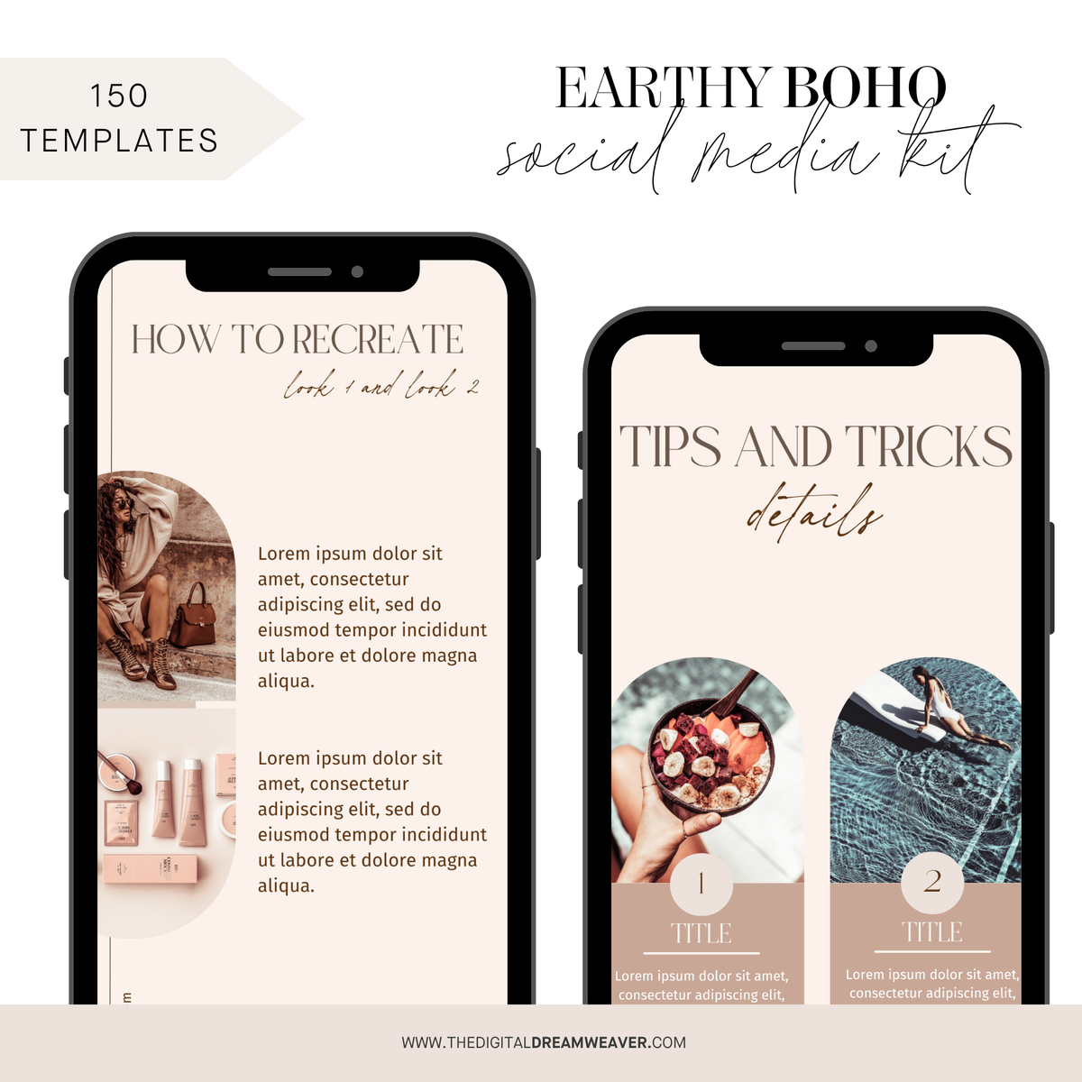 Earthy Boho Instagram Templates | 150 Feed Posts & Story Designs for Boutiques & Content Creators