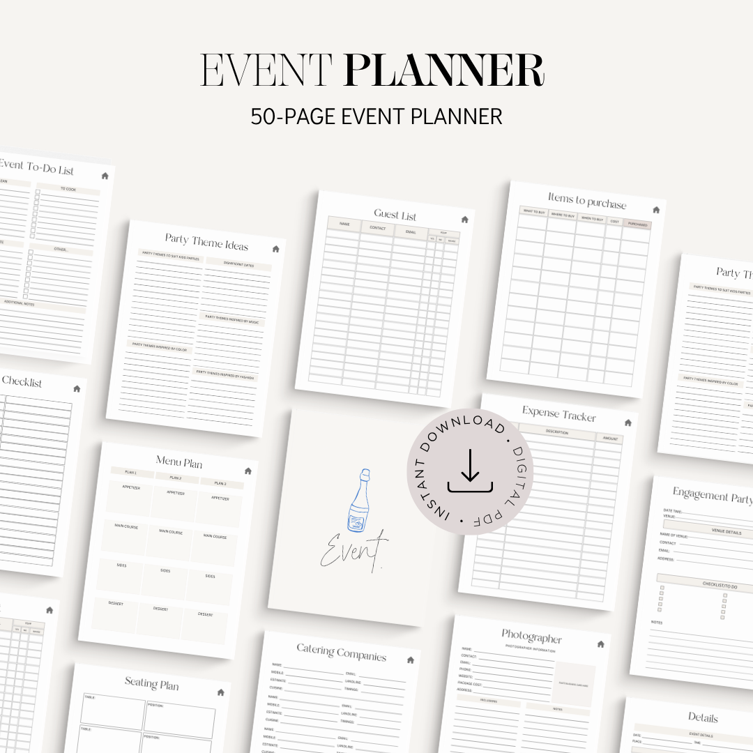 50-Page Digital Event Planner | Party Planning, Budgeting, Guest Lists + More!