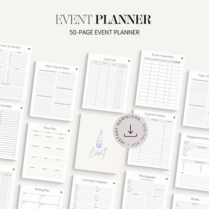 50-Page Digital Event Planner | Party Planning, Budgeting, Guest Lists + More!