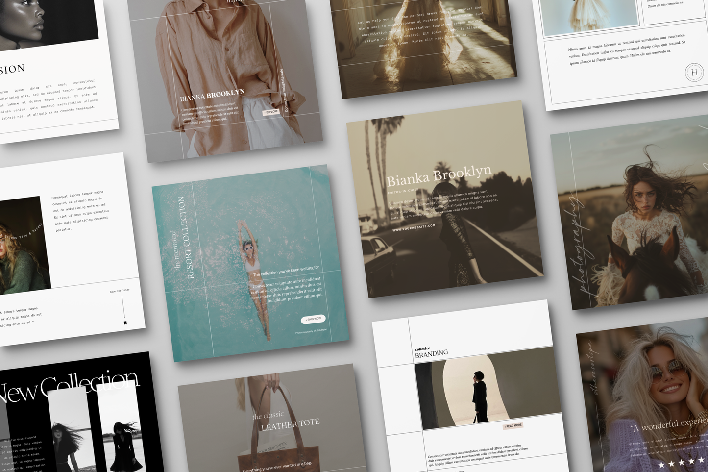 Ella Editorial Minimalist Social Media Kit — 60 Instagram Templates for Coaches, Creatives, Small Businesses + Content Creators