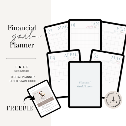 2026 2027 Financial Goal Planner and Monthly Budget Spreadsheet, Digital Wealth Tracker with Self Care Intentions, Minimalist Money Journal