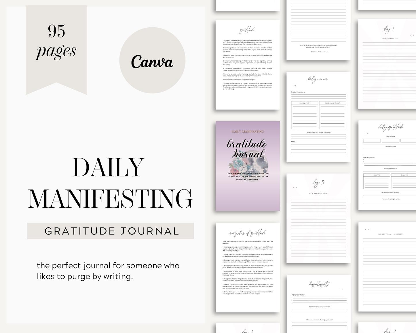 Daily Manifesting & Gratitude Journal | Law of Attraction, Intentional Living, and Mindful Goal Setting