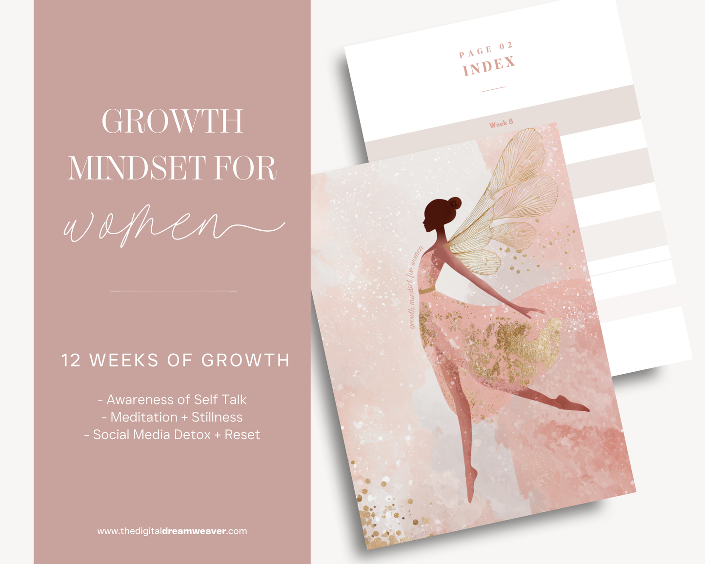 Product packaging for 'Growth Mindset for Women' with a fairy design on a white background.