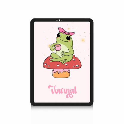 Retro Undated 90 Day Journal Layout, Cute Digital Planner Hyperlinked Index, Weekly Mindful Reflection Notebook, Toadstool Aesthetic iPad PDF