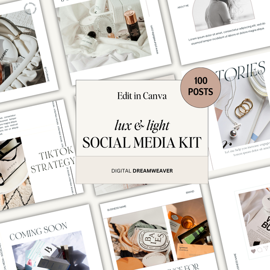 100 Lux & Light Clean, Editorial, White Aesthetic, Engagement Boosting IG Social Media Instagram Posts Template