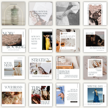100 Lux & Light Clean, Editorial, White Aesthetic, Engagement Boosting IG Social Media Instagram Posts Template