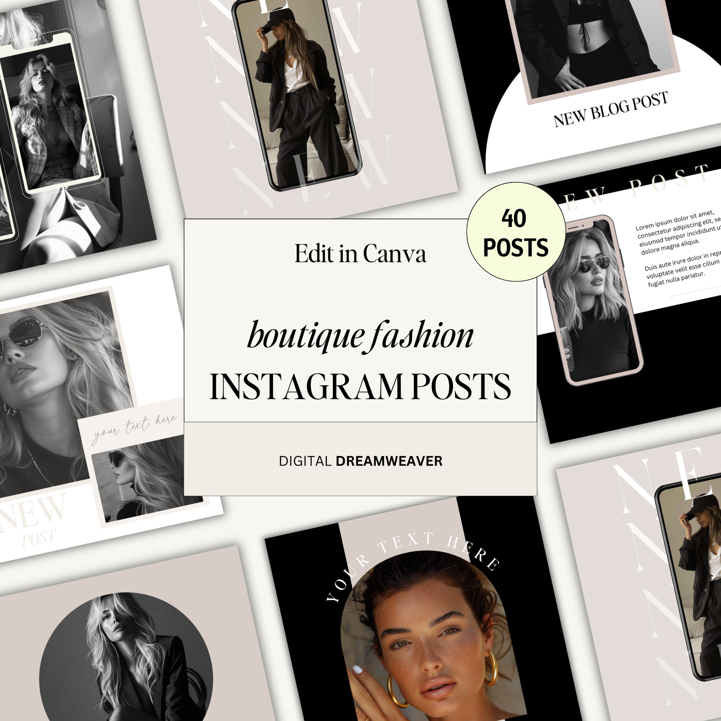 Boutique Fashion Instagram IG Posts, Social Media Template for Fashion