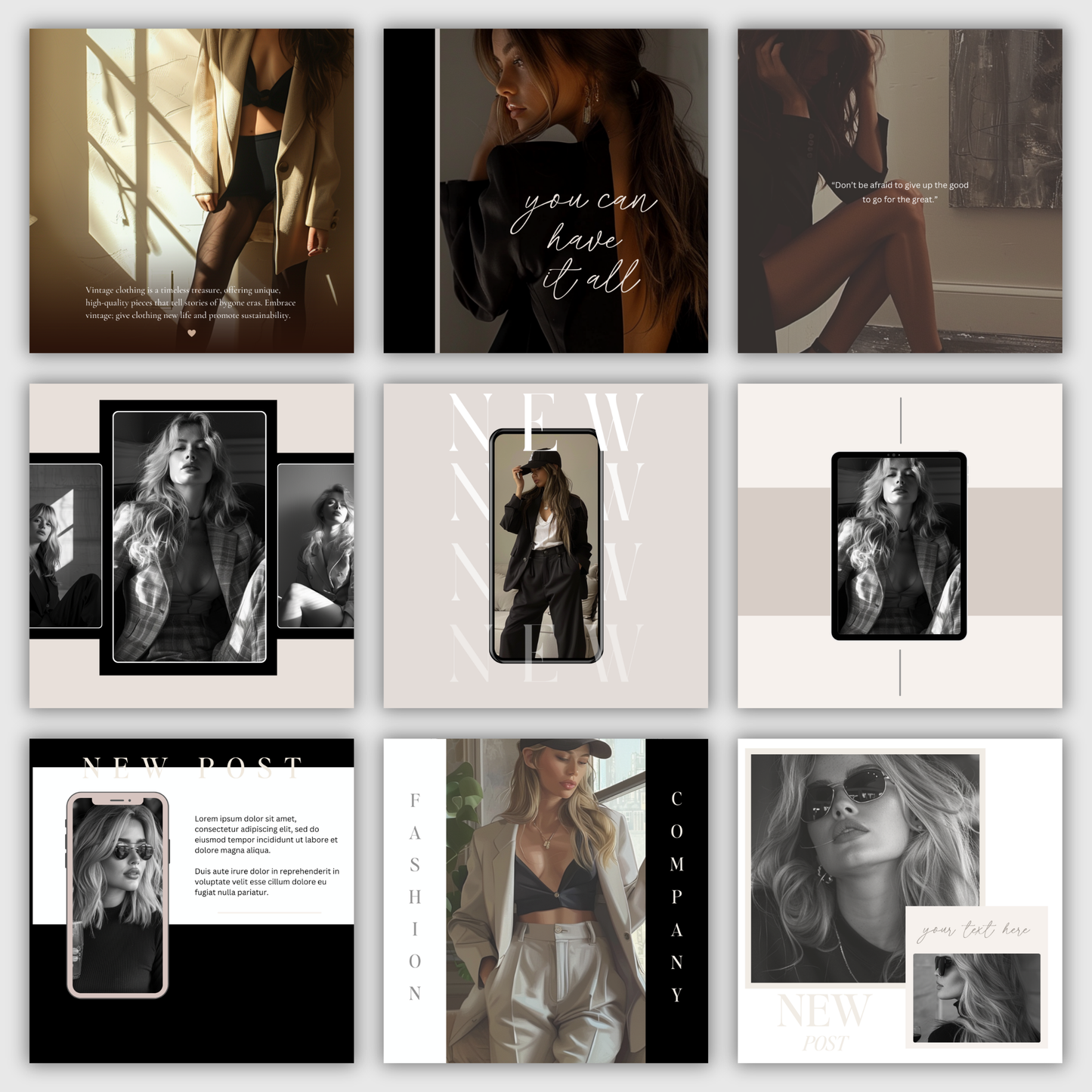 Boutique Fashion Instagram IG Posts, Social Media Template for Fashion