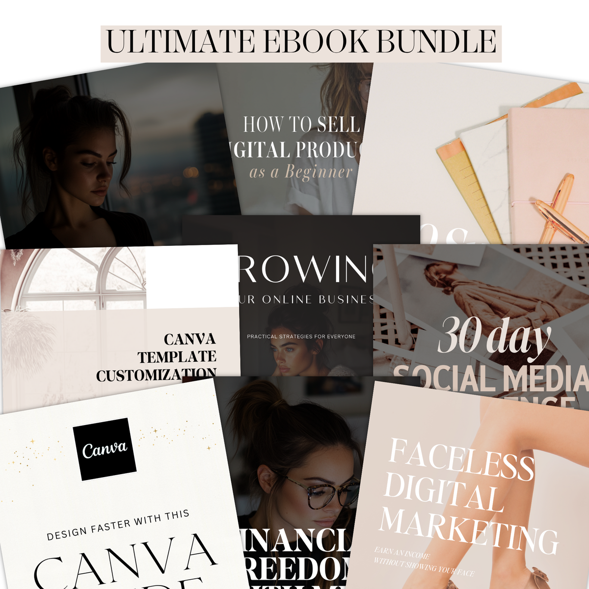 Empire Builder Ultimate Vault™ | Ultimate Faceless Digital Marketing Ebook Bundle PLR MRR, 30 Day Social Media Challenge Canva Guide, Sell Online Products Beginner Course