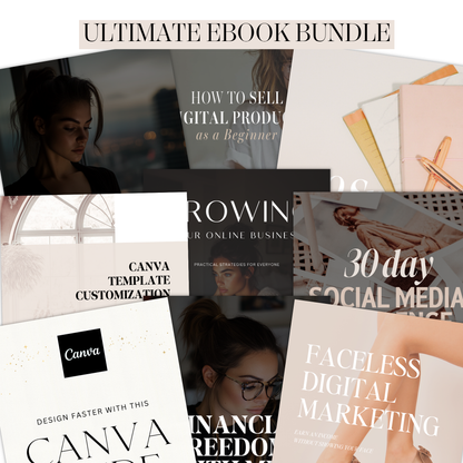 Empire Builder Ultimate Vault™ | Ultimate Faceless Digital Marketing Ebook Bundle PLR MRR, 30 Day Social Media Challenge Canva Guide, Sell Online Products Beginner Course
