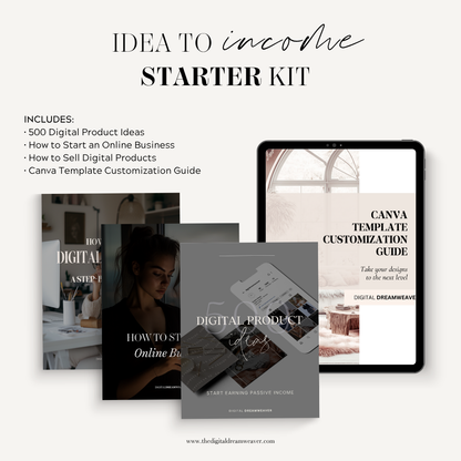 Idea to Income Starter Kit | Digital Business Growth Guides, Online Business Roadmap, & Canva Template Customization Ebooks for Entrepreneurs
