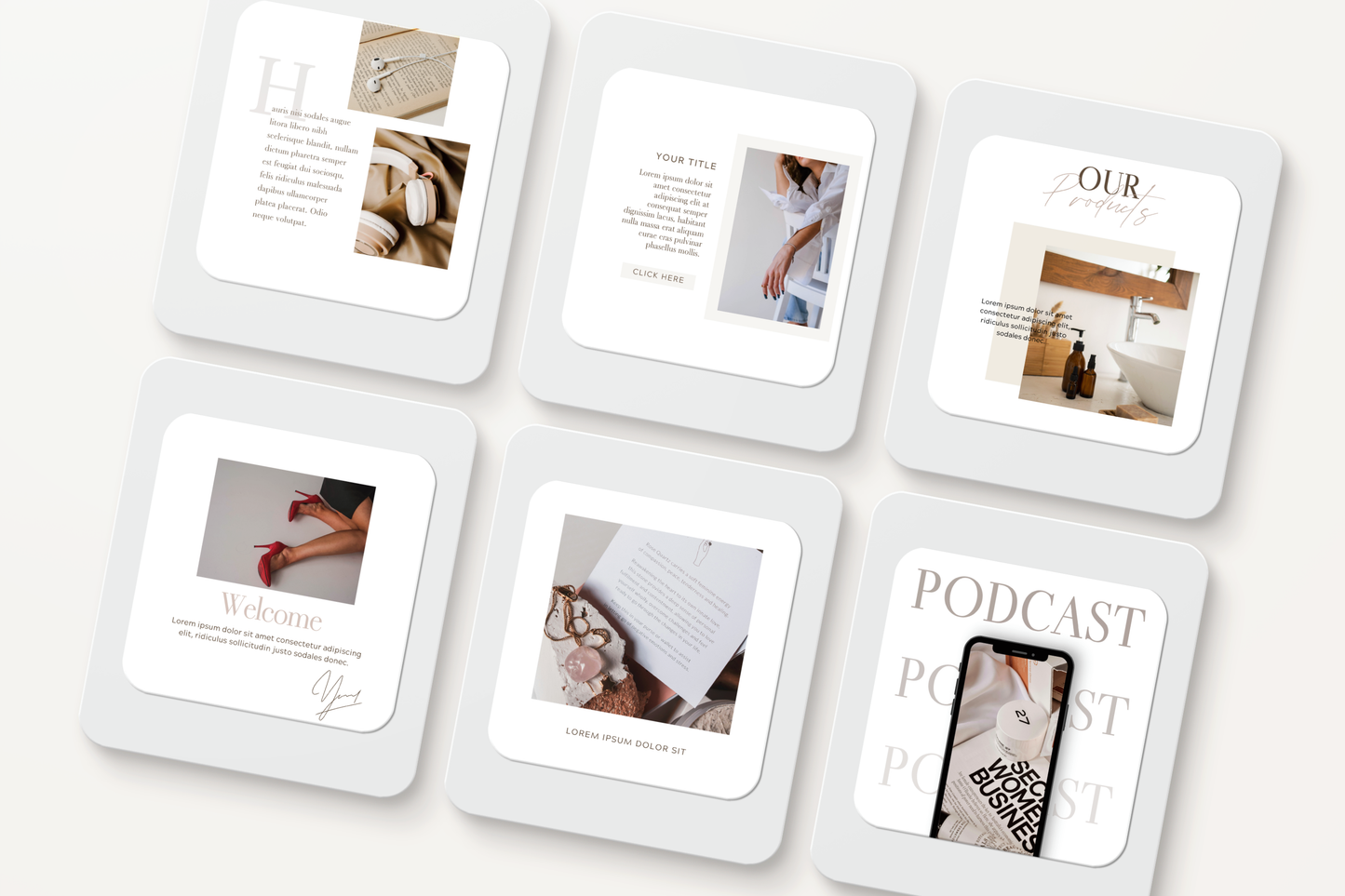 Jordan | 200 Clean + Minimalist Instagram Post Templates, edit in Canva