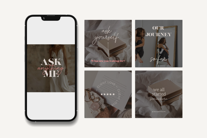 Aesthetic Instagram Template Canva Social Media Post Layouts Minimalist Editorial Grid Kit for Female Entrepreneurs Coaches Bloggers
