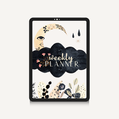 Moon Garden Digital Weekly Planner | Boho Botanical Celestial Goodnotes Template | Undated Monthly & Weekly Organizer with Hyperlinked Tabs
