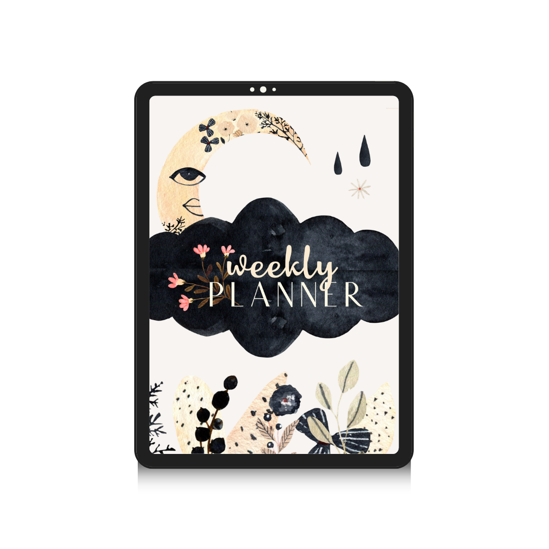 Moon Garden Digital Weekly Planner | Boho Botanical Celestial Goodnotes Template | Undated Monthly & Weekly Organizer with Hyperlinked Tabs