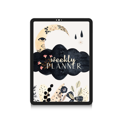 Moon Garden Digital Weekly Planner | Boho Botanical Celestial Goodnotes Template | Undated Monthly & Weekly Organizer with Hyperlinked Tabs