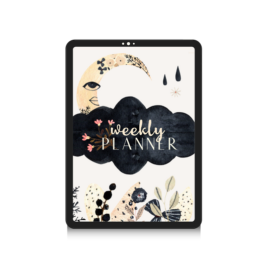 Moon Garden Digital Weekly Planner | Boho Botanical Celestial Goodnotes Template | Undated Monthly & Weekly Organizer with Hyperlinked Tabs
