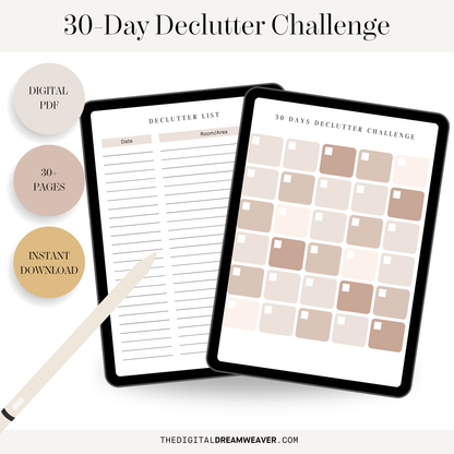 Ultimate Home Cleaning Schedule Planner, 30 Day Declutter Challenge, Deep Clean Master Checklist, Zone Cleaning Digital Tracker PDF