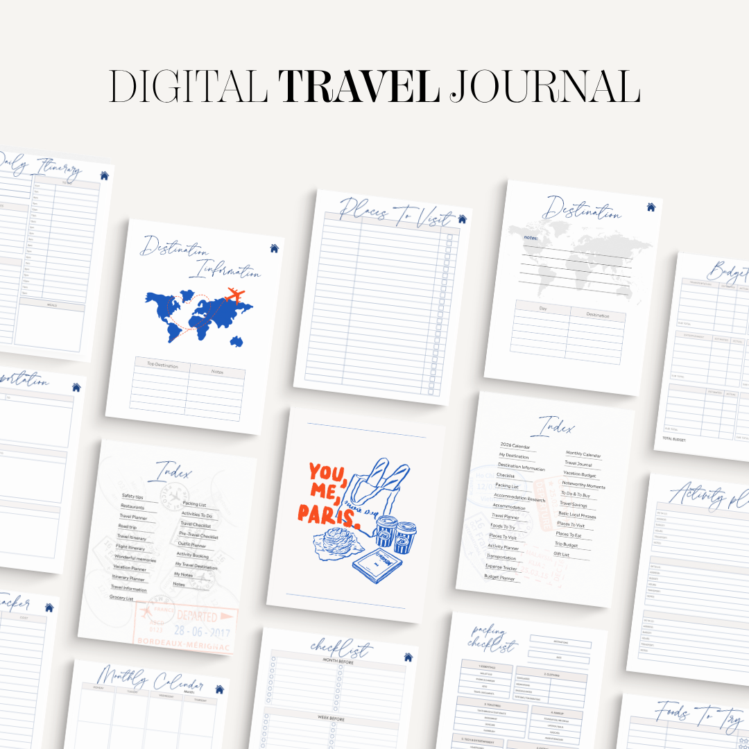 Digital Travel Planner | Vacation Planner & Trip Organizer | Packing Lists, Itineraries & Budget Templates