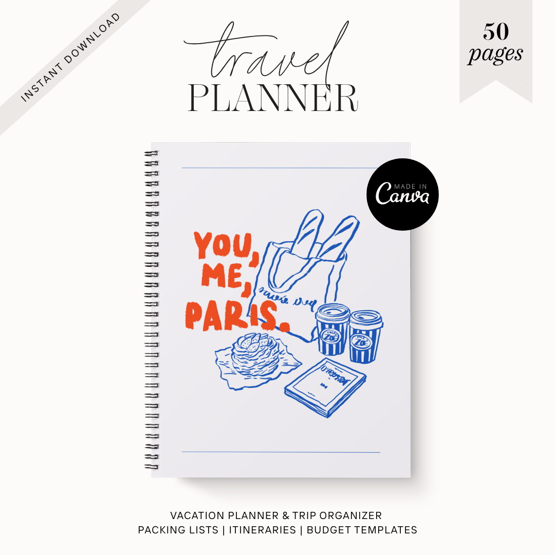 Digital Travel Planner | Vacation Planner & Trip Organizer | Packing Lists, Itineraries & Budget Templates