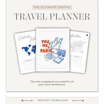 Digital Travel Planner | Vacation Planner & Trip Organizer | Packing Lists, Itineraries & Budget Templates