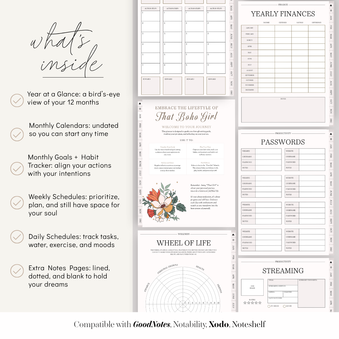 Boho Girl Mega Life Digital Planner