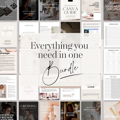 Empire Builder Ultimate Vault™ | Ultimate Faceless Digital Marketing Ebook Bundle PLR MRR, 30 Day Social Media Challenge Canva Guide, Sell Online Products Beginner Course