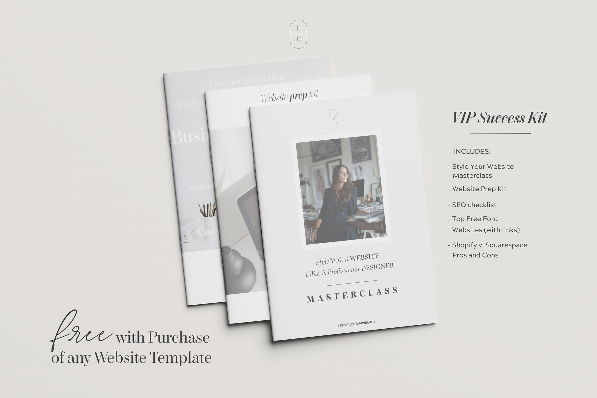 VIP Success Kit for website design on a light gray background
