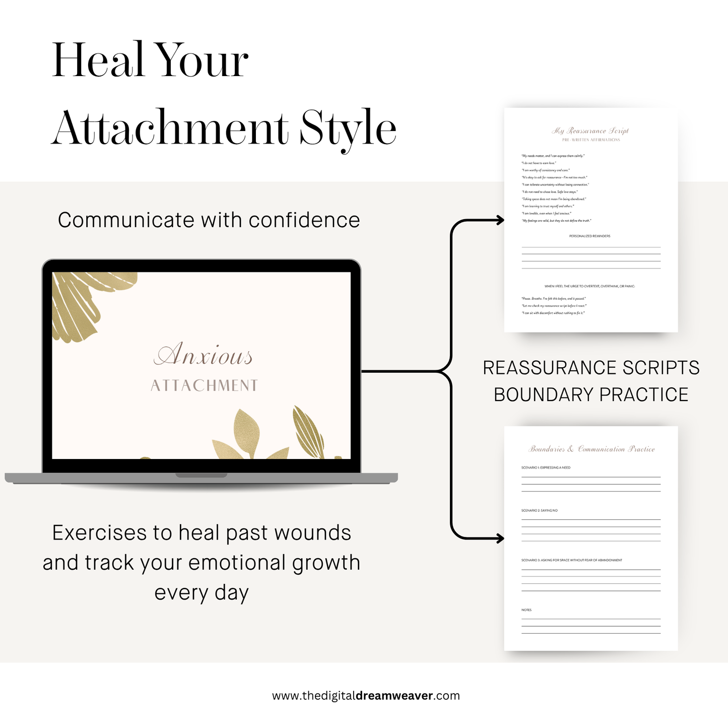 Anxious Attachment Style Workbook, Relationship Healing Journal for Emotional Regulation, Inner Child Healing & Boundary Setting Digital Guide