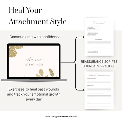 Anxious Attachment Style Workbook, Relationship Healing Journal for Emotional Regulation, Inner Child Healing & Boundary Setting Digital Guide