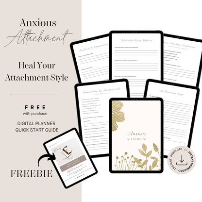 Anxious Attachment Style Workbook, Relationship Healing Journal for Emotional Regulation, Inner Child Healing & Boundary Setting Digital Guide