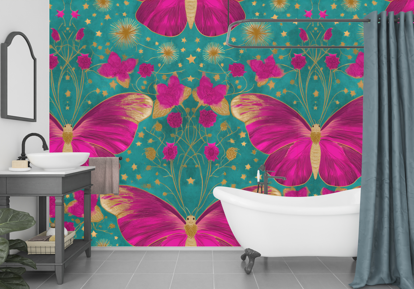 Celestial Butterflies Seamless Pattern Print N. 0032