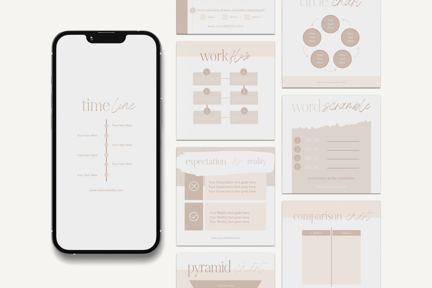 DELIA | Engagement Instagram Post Templates Canva Neutral Aesthetic Feed Posts for Coaches Creators Business Owners
