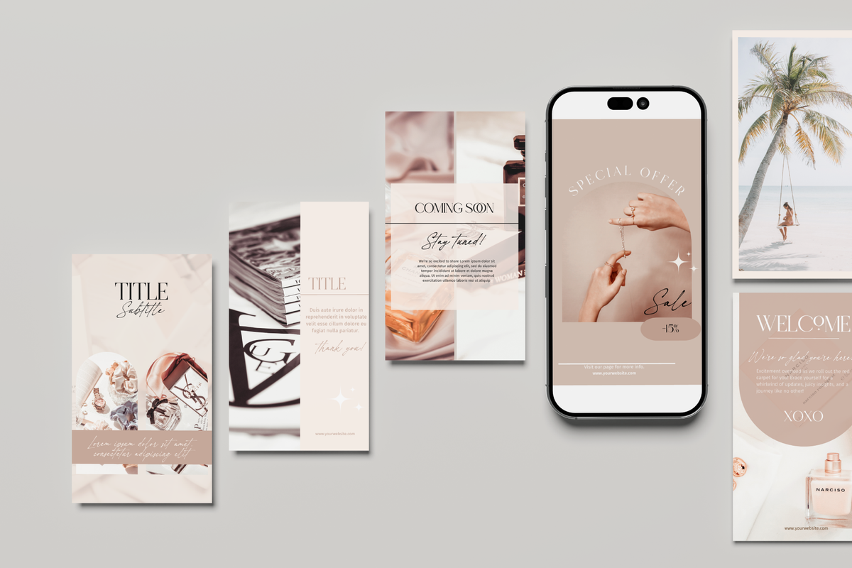 Earthy Boho Instagram Templates | 150 Feed Posts & Story Designs for Boutiques & Content Creators